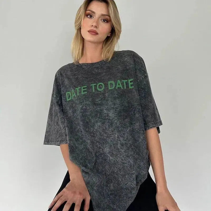 Blessyuki Quality Acid Wash TShirt Plus Size Vintage Style