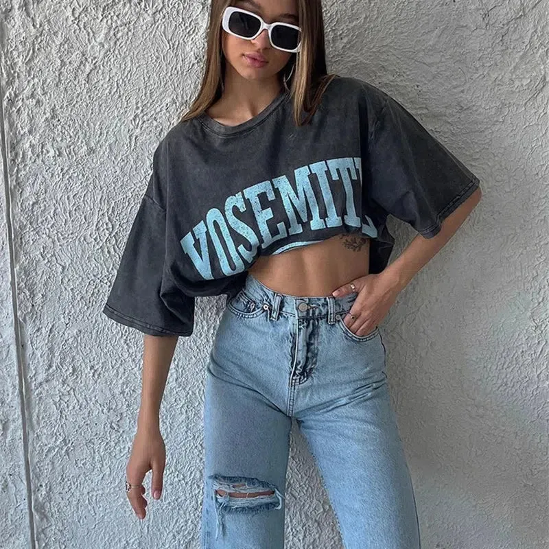 Blessyuki Quality Acid Wash TShirt Plus Size Vintage Style