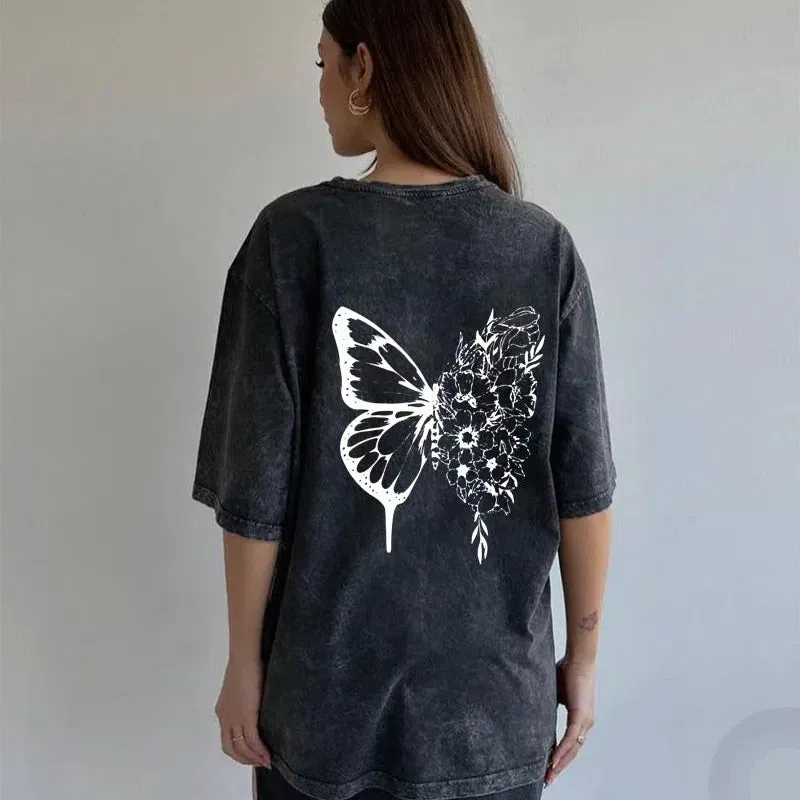 Blessyuki Quality Acid Wash TShirt Plus Size Vintage Style