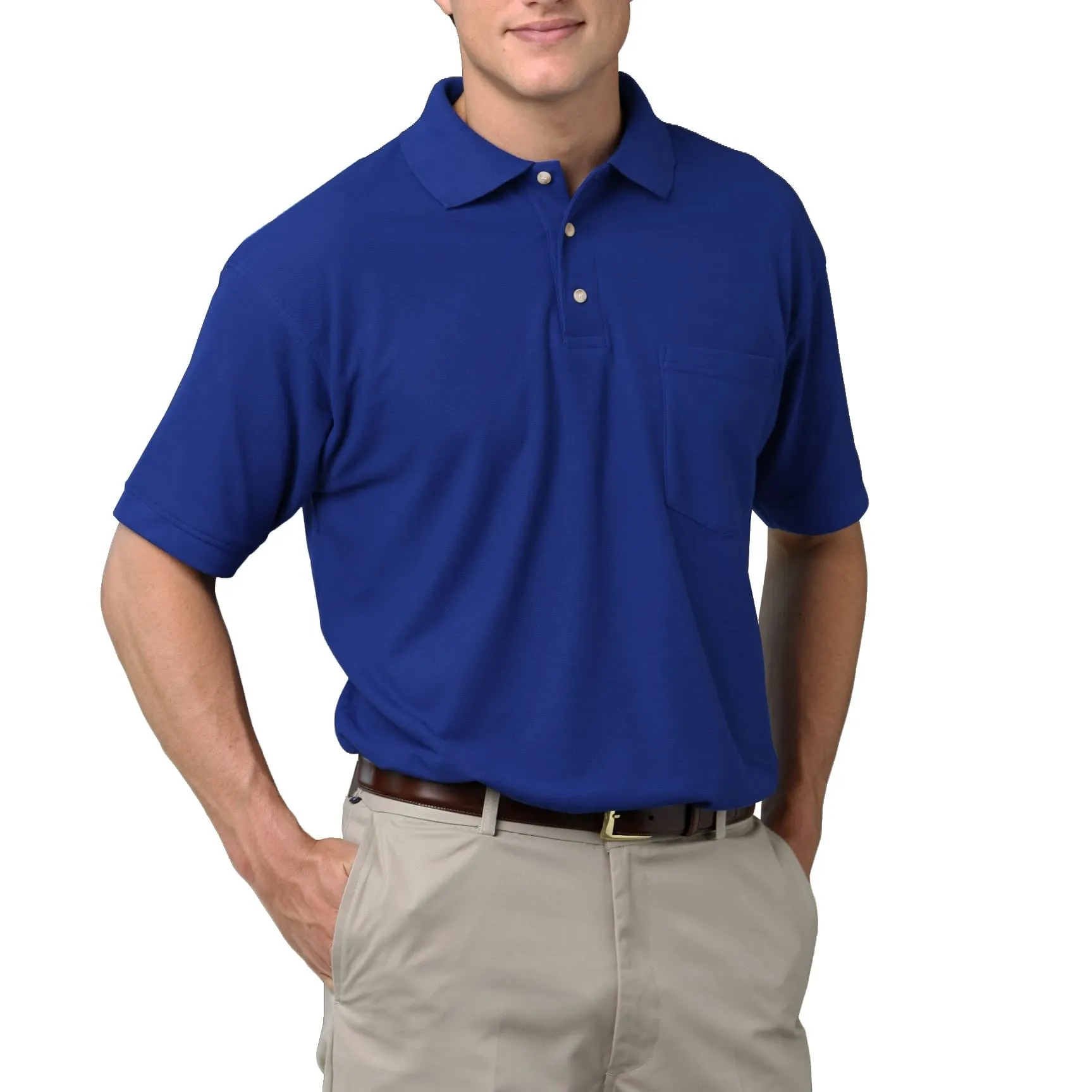 Blue Generation Men's 60/40 Pique Polo Shirt With Pocket