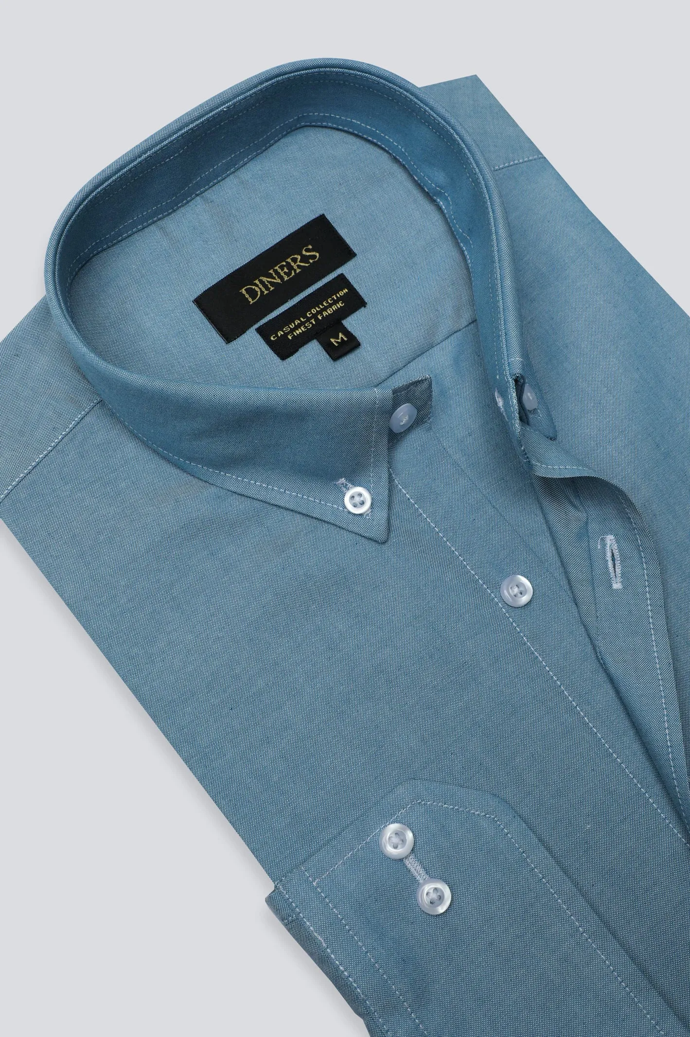 Blue Pinpoint Self Casual Shirt