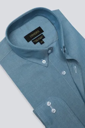 Blue Pinpoint Self Casual Shirt