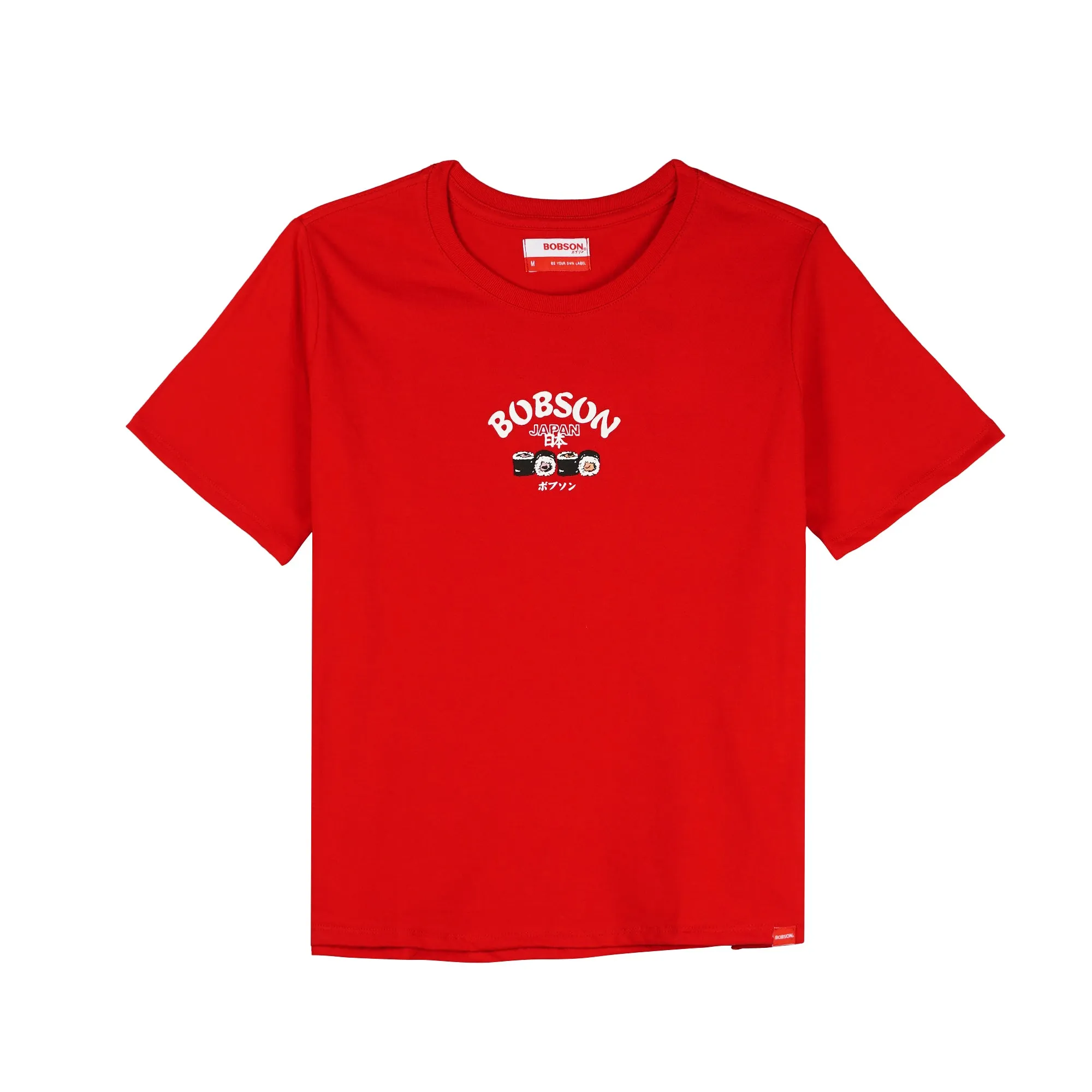 Bobson Japanese Ladies Basic Tees for Women Trendy fashion High Quality Apparel Comfortable Casual Top for Women Boxy Fit 148163-U (Barbados Cherry)