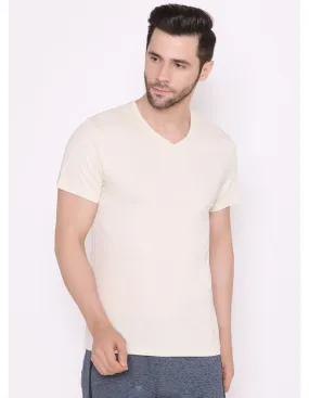 Bodyactive Modern Fit V Neck Half Sleeve T-Shirt for Men-TS60-NAT