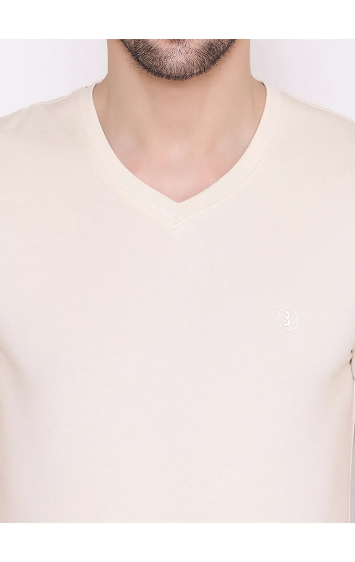 Bodyactive Modern Fit V Neck Half Sleeve T-Shirt for Men-TS60-NAT