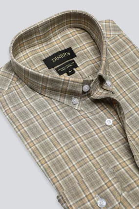 Brown Gingham Check Casual Shirt