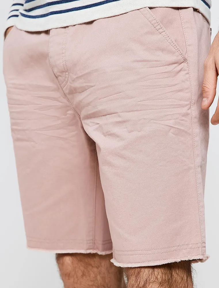 Chester Raw Hem Chino Shorts in Powder Pink