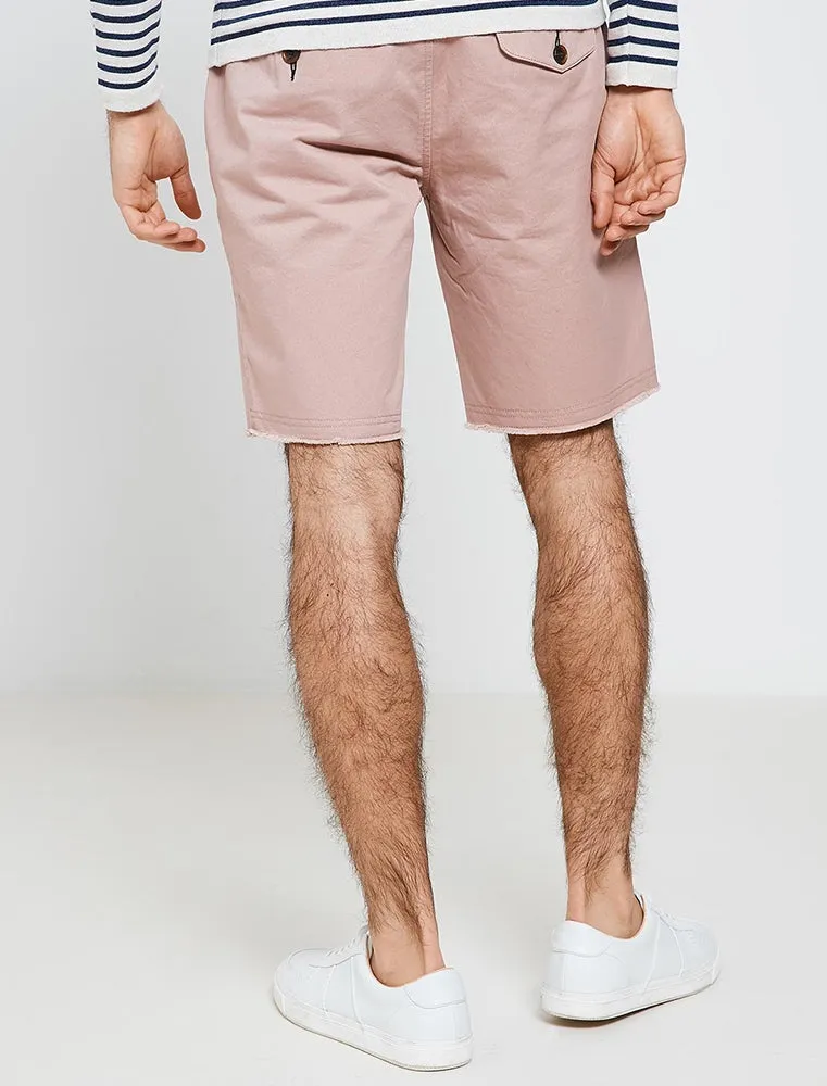 Chester Raw Hem Chino Shorts in Powder Pink