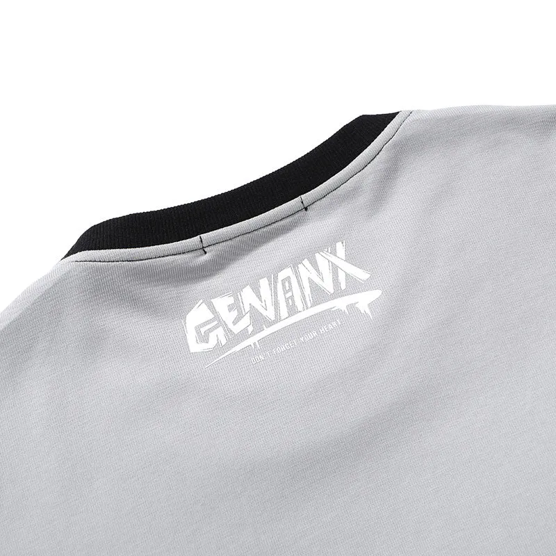 Contrast Color Cartoon Letter Print Split Round Neck T-Shirt