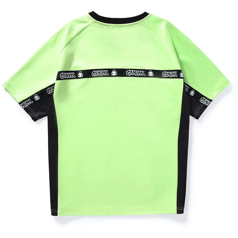 Contrast Color Cartoon Print Ribbon Half Sleeve T-Shirt