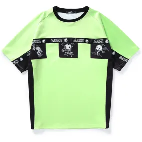 Contrast Color Cartoon Print Ribbon Half Sleeve T-Shirt
