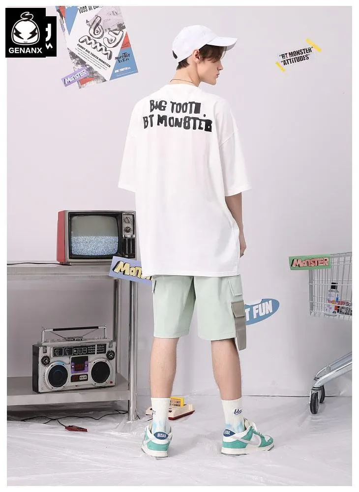 Contrast Color Multi-Pocket Chest Pack T-Shirt