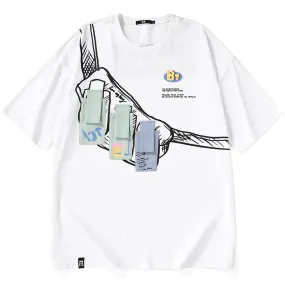 Contrast Color Multi-Pocket Chest Pack T-Shirt