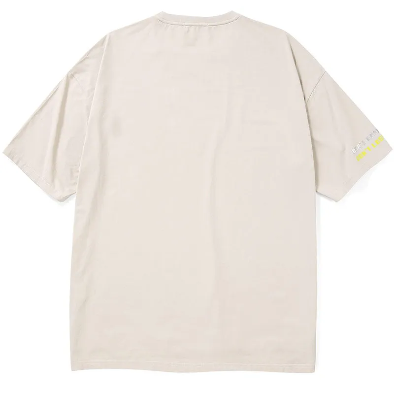 Contrast Color Strip Star Cartoon Print T-Shirt