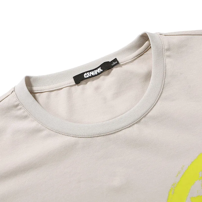 Contrast Color Strip Star Cartoon Print T-Shirt