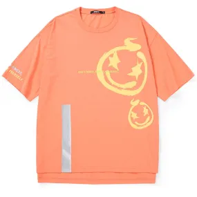 Contrast Color Strip Star Cartoon Print T-Shirt