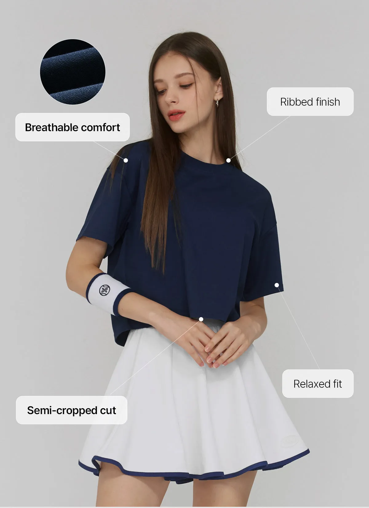 Cool Touch Basic Crop T-shirts