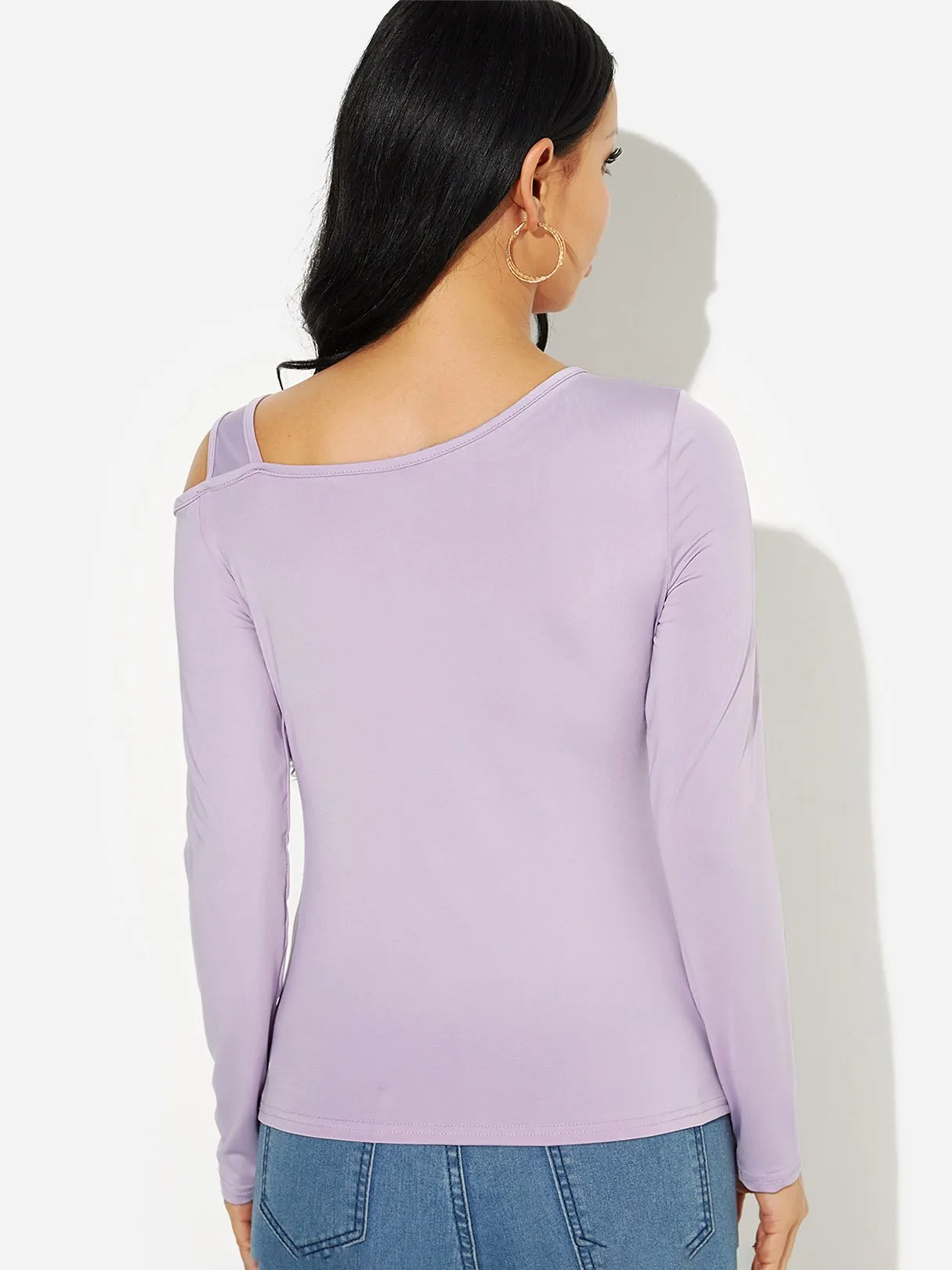 Custom One Shoulder Cut Out Long Sleeve T-Shirts