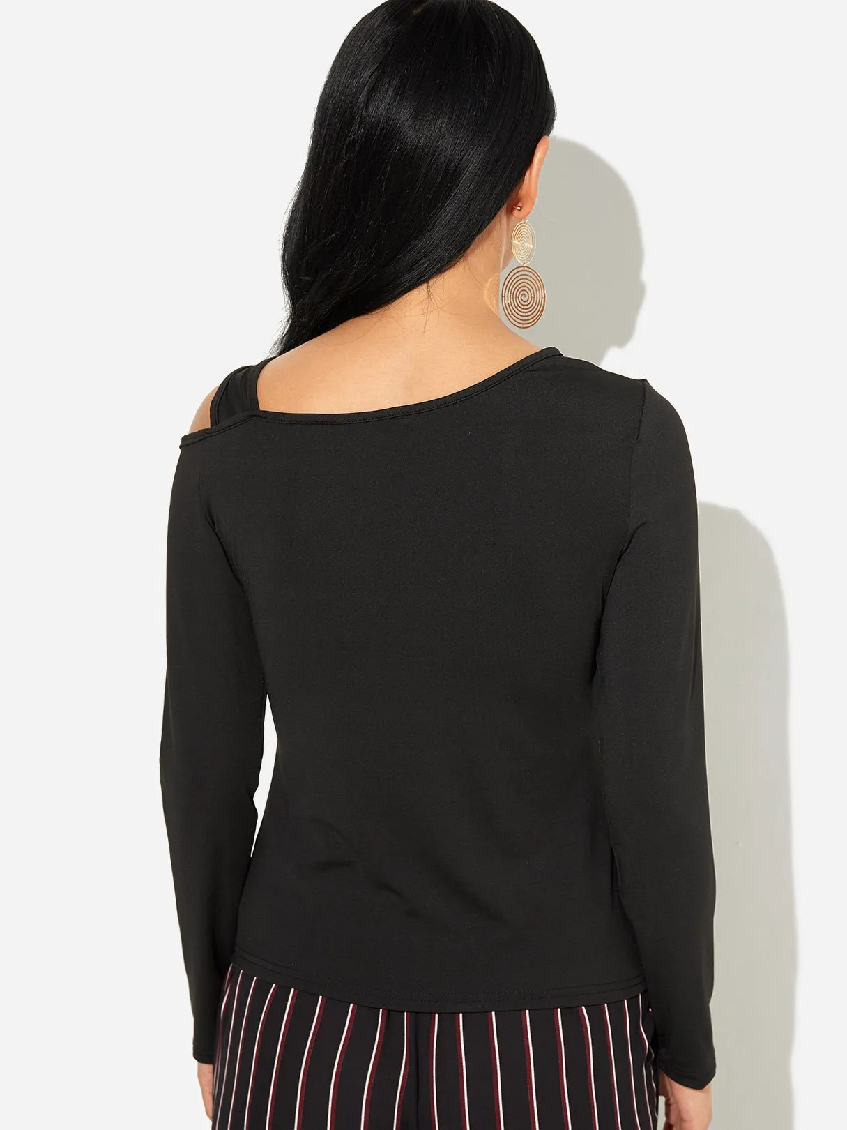 Custom One Shoulder Cut Out Long Sleeve T-Shirts