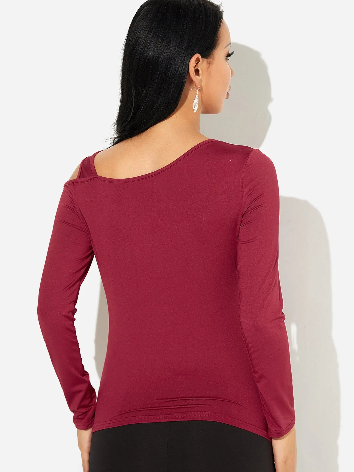 Custom One Shoulder Cut Out Long Sleeve T-Shirts