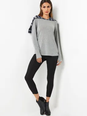Custom Pullover Plain Hooded Long Sleeve Grey T-Shirts