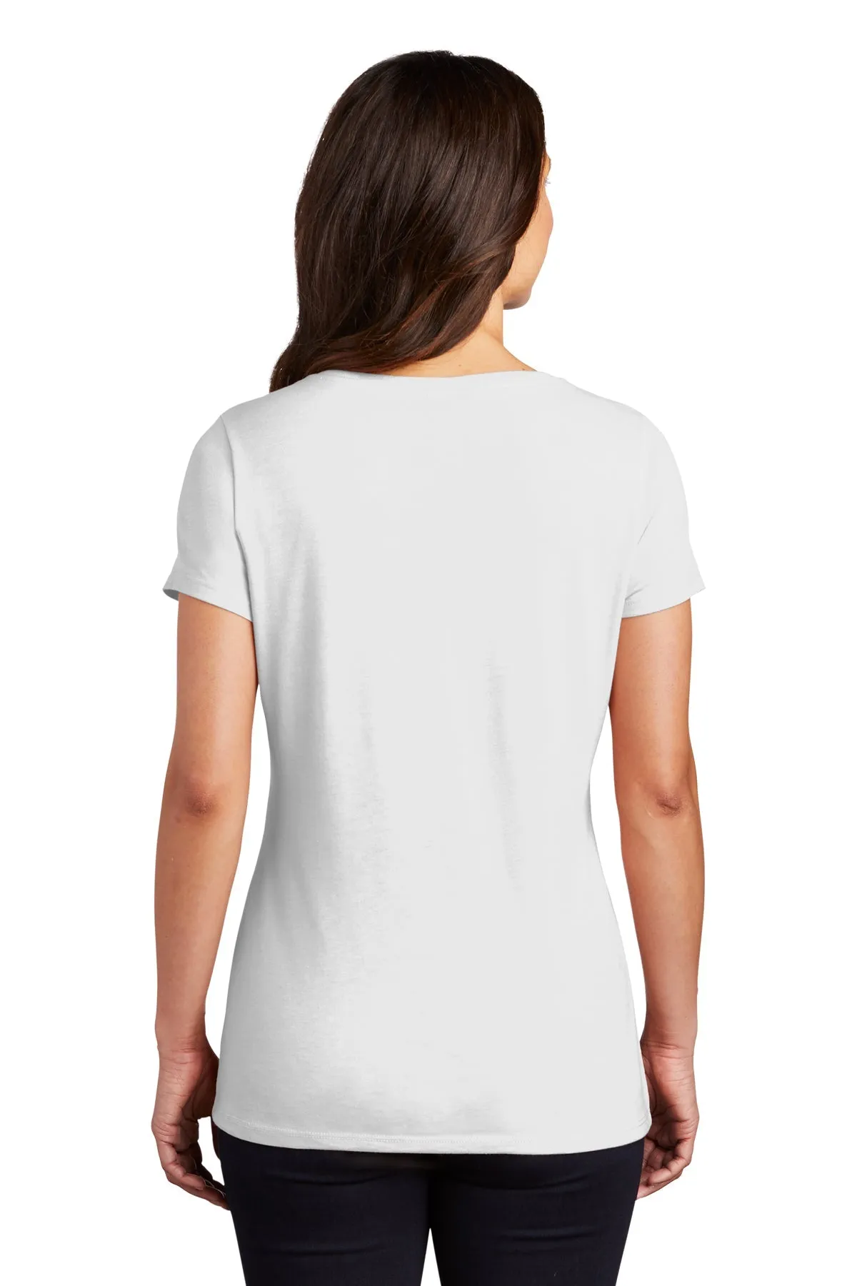 District Womens Perfect Tri V-Neck Custom Tees, White