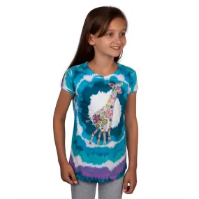 Floral Giraffe Girls Youth T-Shirt