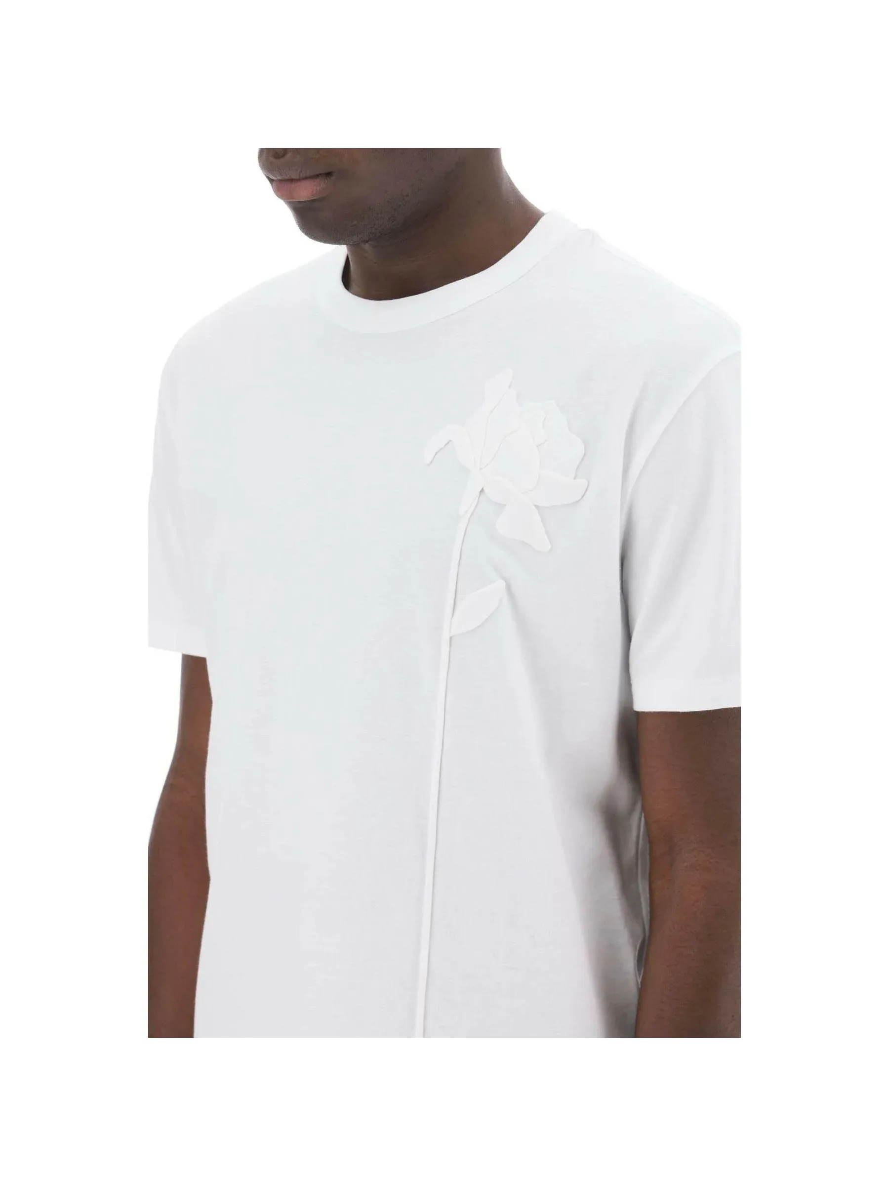 Flower Embroidered Organic Cotton T-shirt