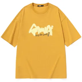 Funny Graffiti Cartoon Patches Letter Print T-Shirt