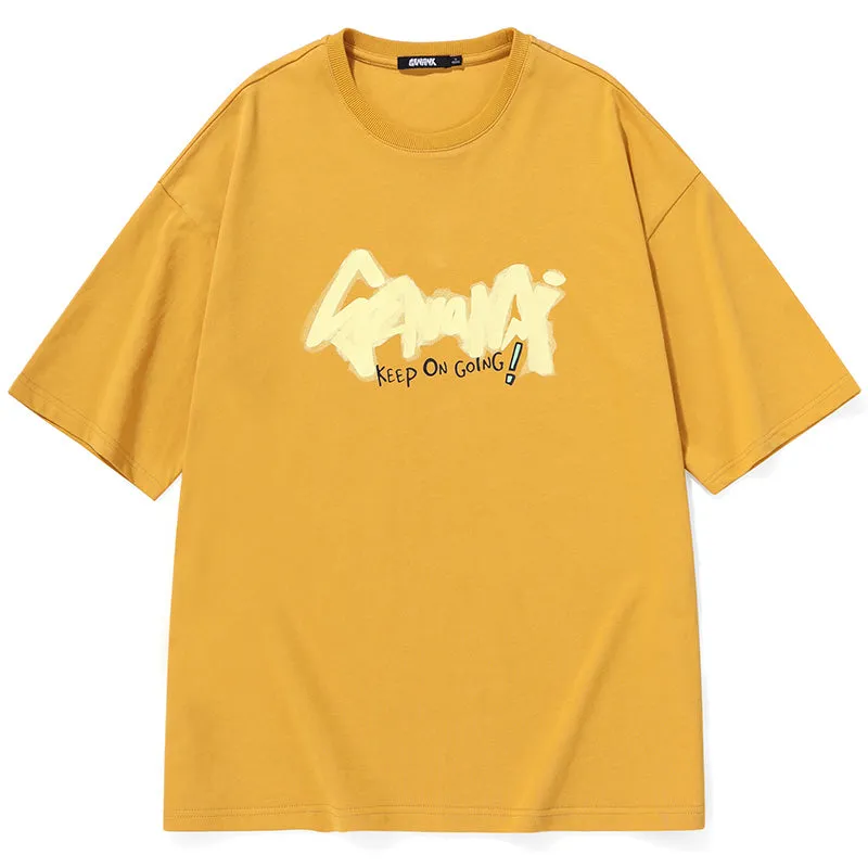 Funny Graffiti Cartoon Patches Letter Print T-Shirt