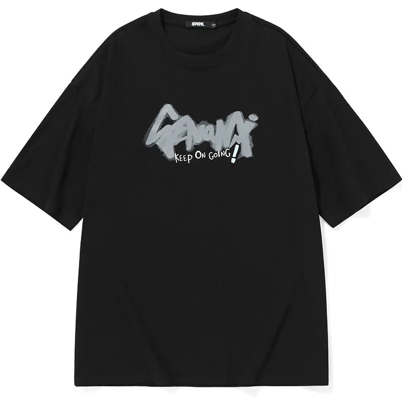 Funny Graffiti Cartoon Patches Letter Print T-Shirt