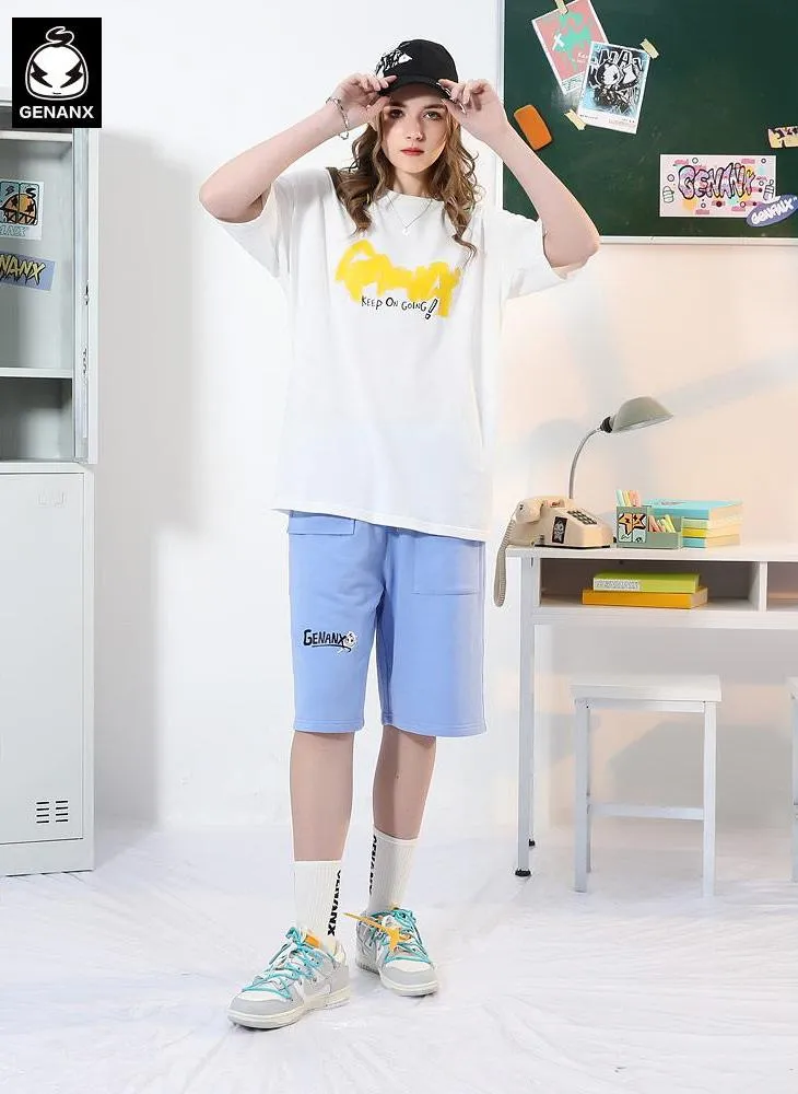 Funny Graffiti Cartoon Patches Letter Print T-Shirt