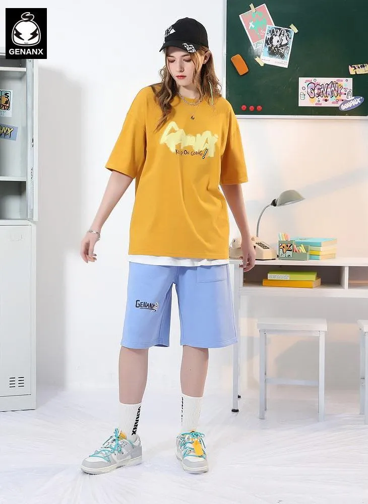 Funny Graffiti Cartoon Patches Letter Print T-Shirt