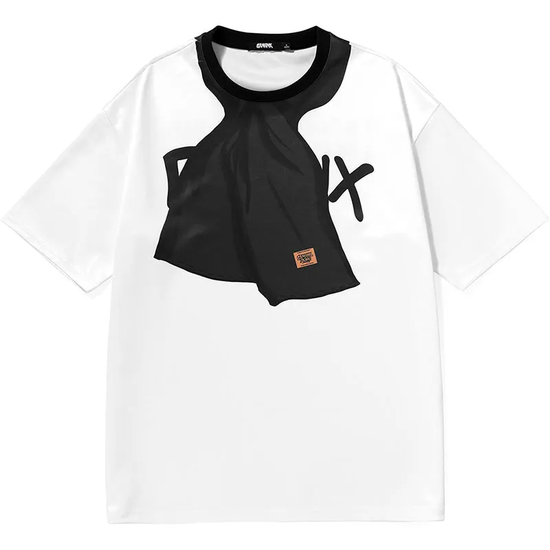 Funny Scarf Letter Graffiti Print Space Cotton T-Shirt