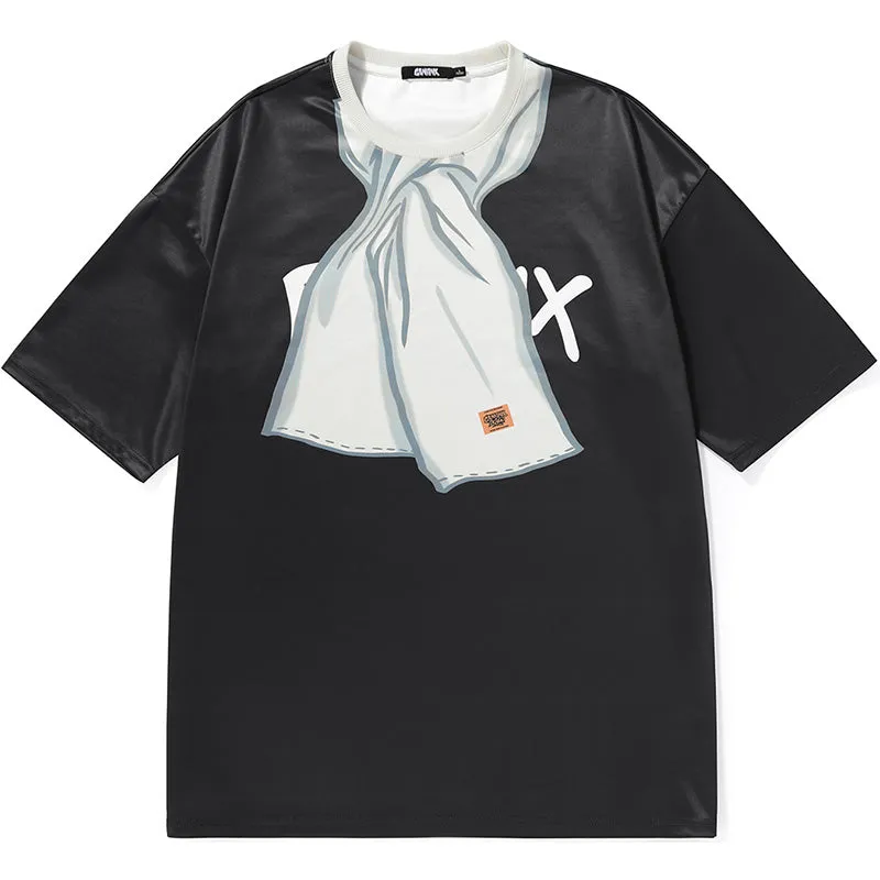 Funny Scarf Letter Graffiti Print Space Cotton T-Shirt