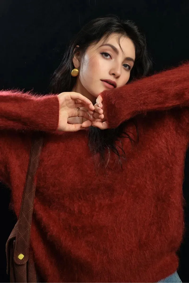Fuzzy 100 Cashmere V-Neck Sweater