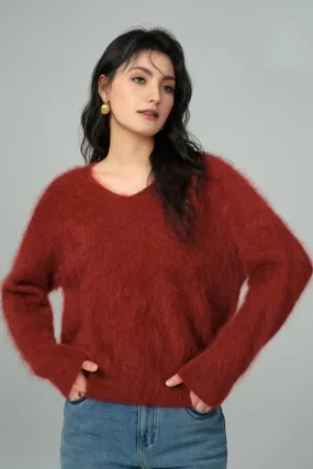 Fuzzy 100 Cashmere V-Neck Sweater