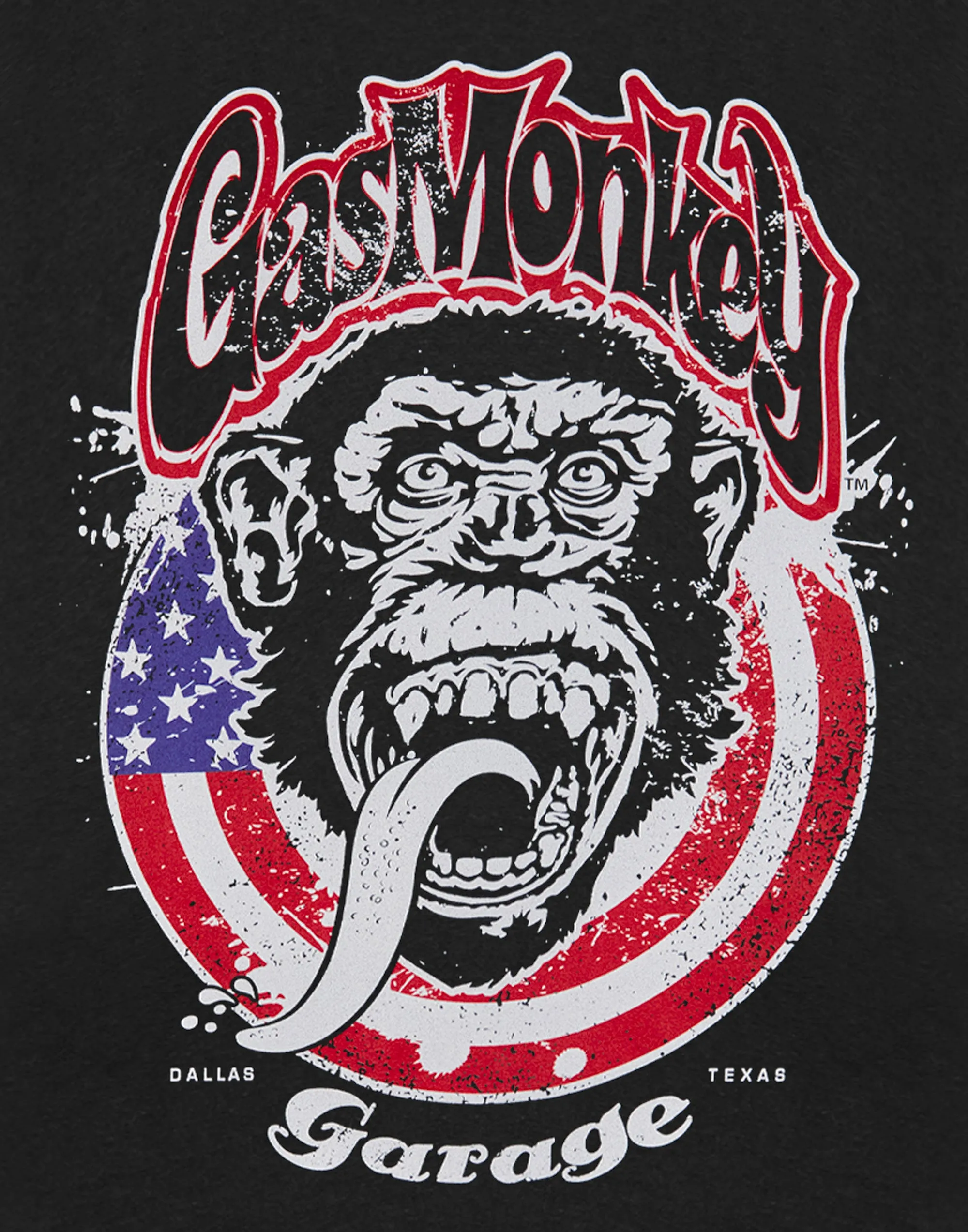 Gas Monkey Garage USA Flag Mens Black Short Sleeved T-Shirt