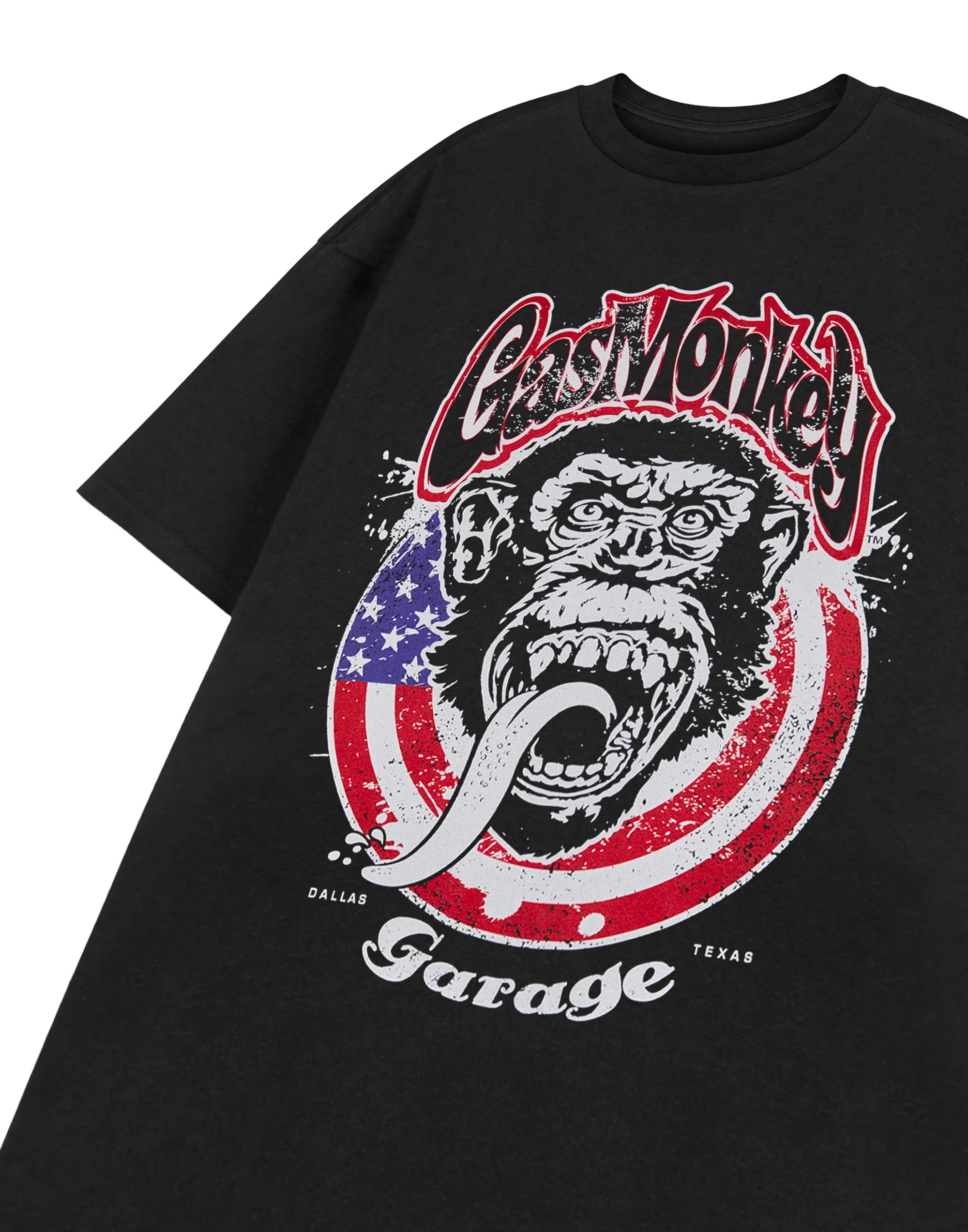 Gas Monkey Garage USA Flag Mens Black Short Sleeved T-Shirt