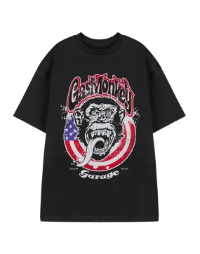 Gas Monkey Garage USA Flag Mens Black Short Sleeved T-Shirt