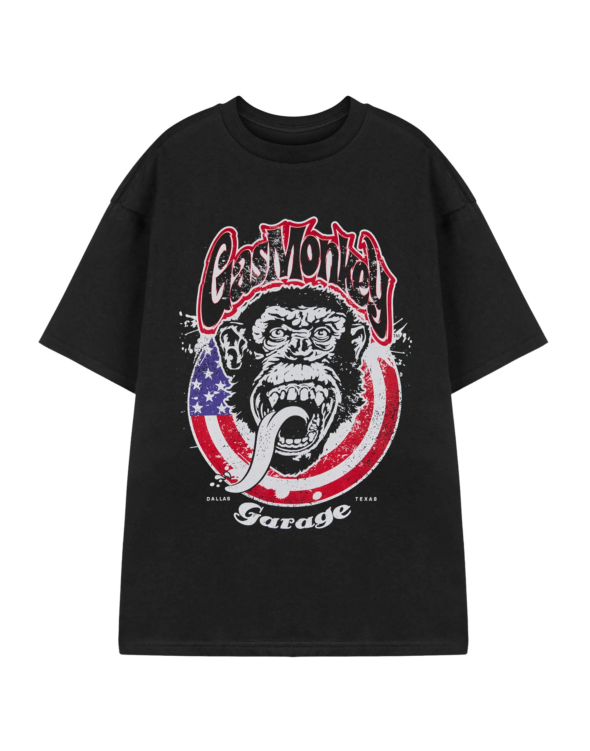 Gas Monkey Garage USA Flag Mens Black Short Sleeved T-Shirt