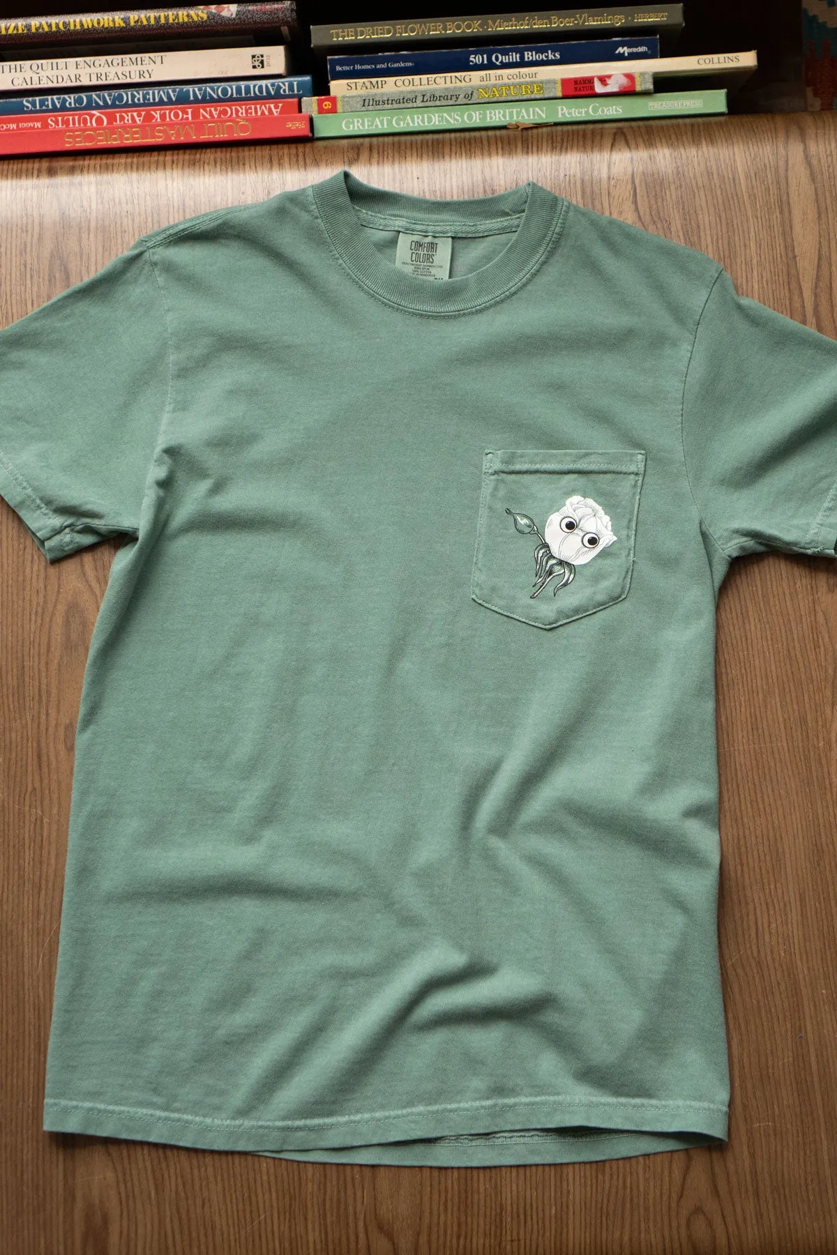 Googly White Roses Pocket Tee