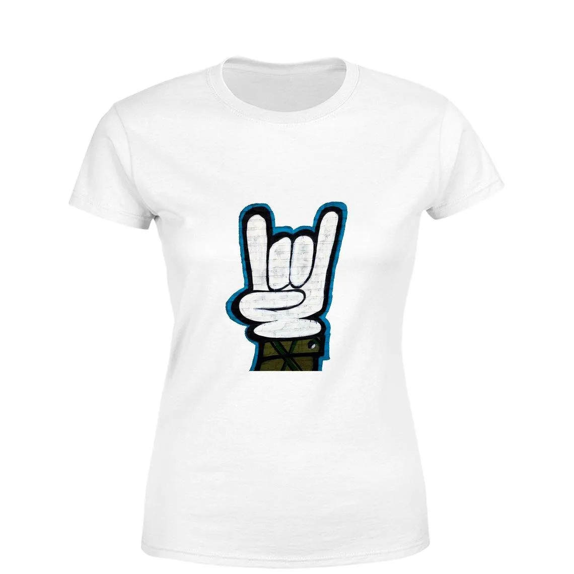 Graffiti hand Women Round Neck printed T-Shirts