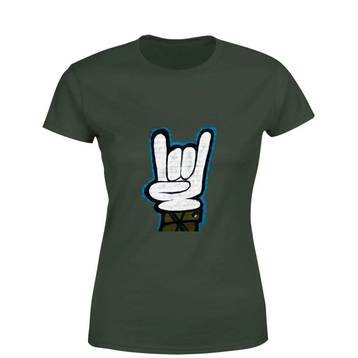 Graffiti hand Women Round Neck printed T-Shirts