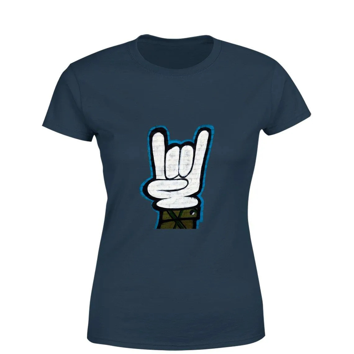 Graffiti hand Women Round Neck printed T-Shirts