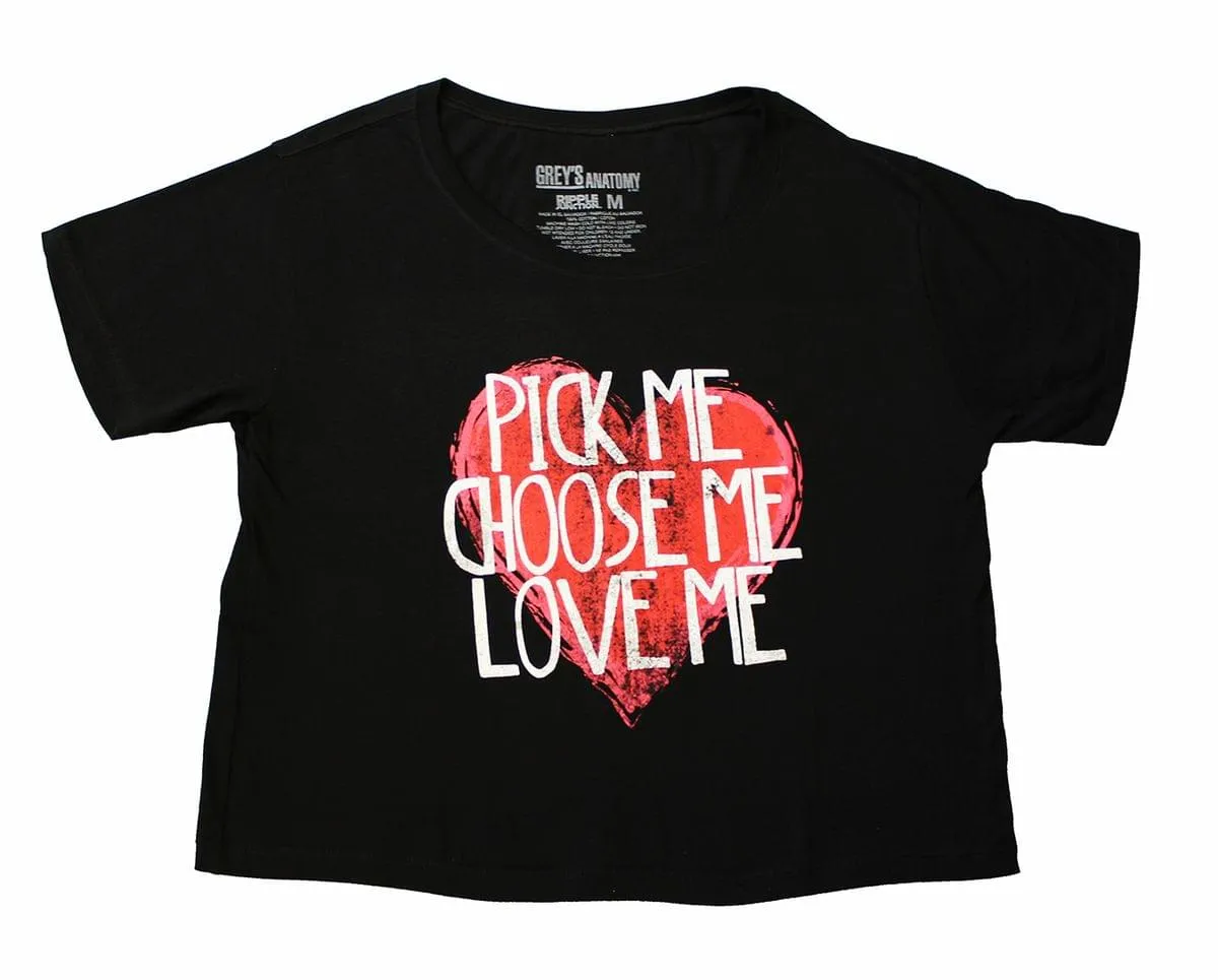 Greys Anatomy "Pick Me" Women's Black Crop Top