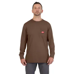 GRIDIRON™ Pocket T-Shirt - Long Sleeve Brown 3X