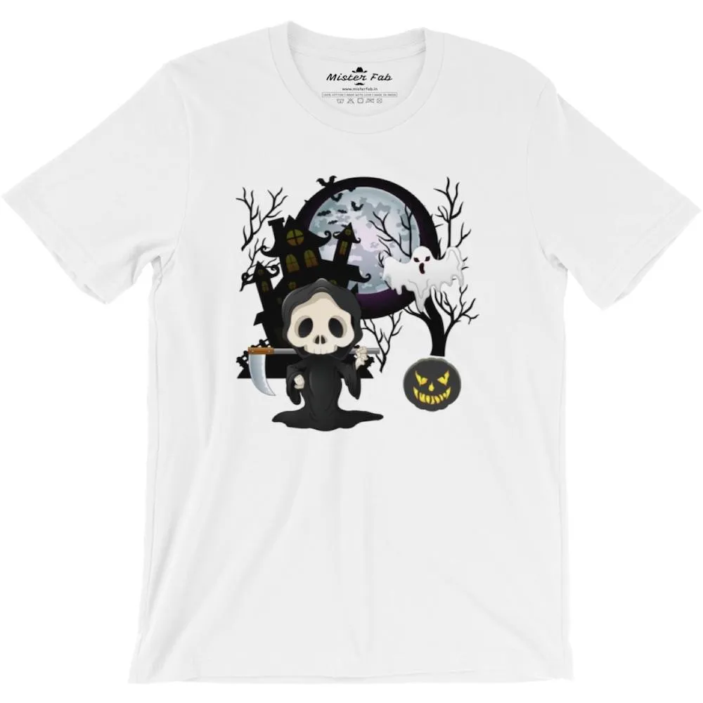 Halloween Ghost Men round Neck T-Shirts