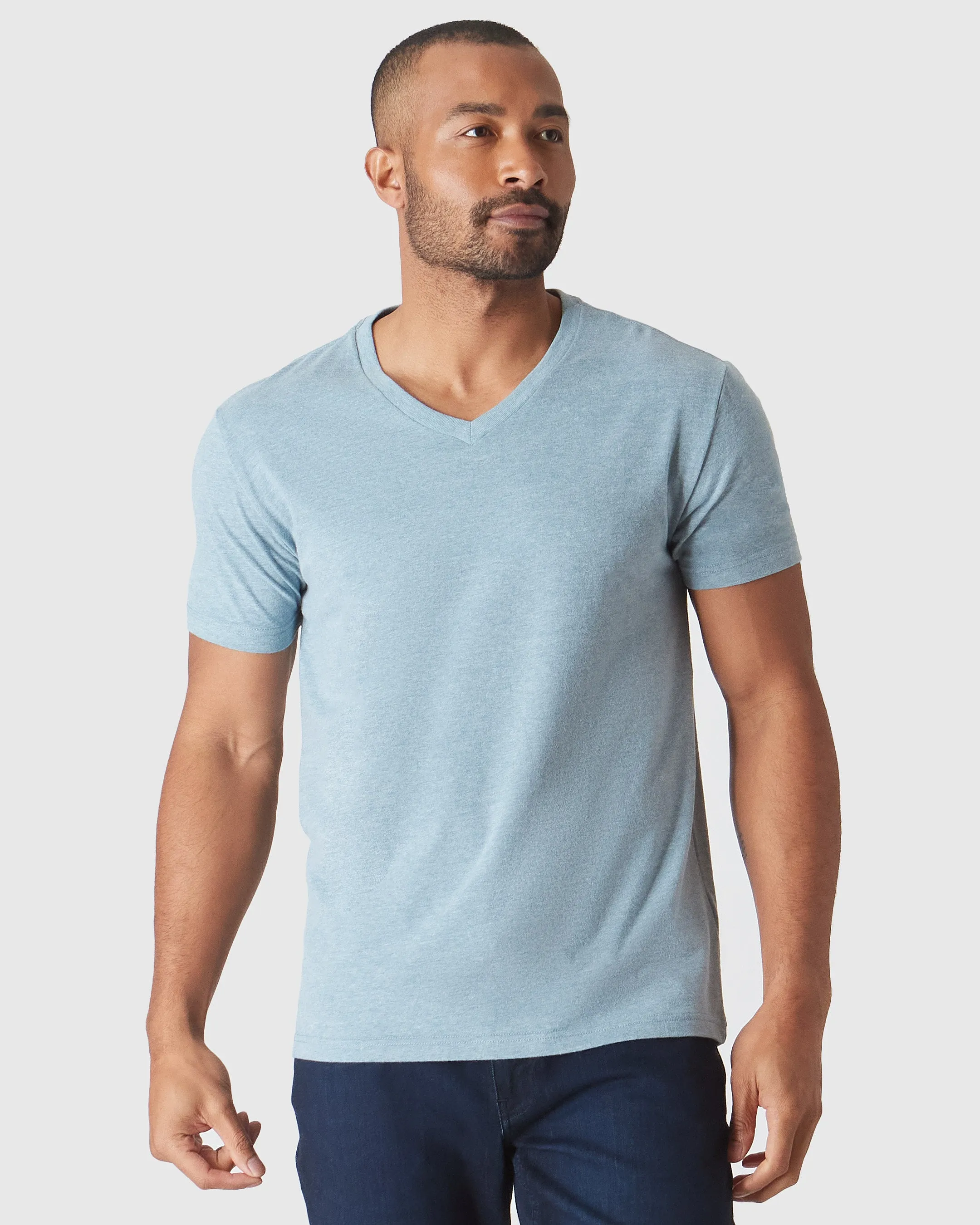 Heather Sapphire V-Neck Tee