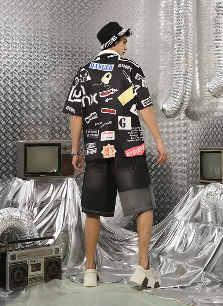 Hip Hop Letter Print Space Cotton T-Shirt